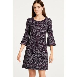 Vince Camuto‎ Women's Floral Bell Sleeve Knee Length Dress Size 6 Multicolor